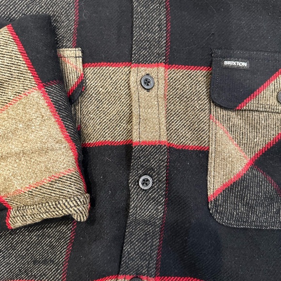 Brixton Black and Brown Plaid Shirt with Red Stripes - Picture 4 of 4